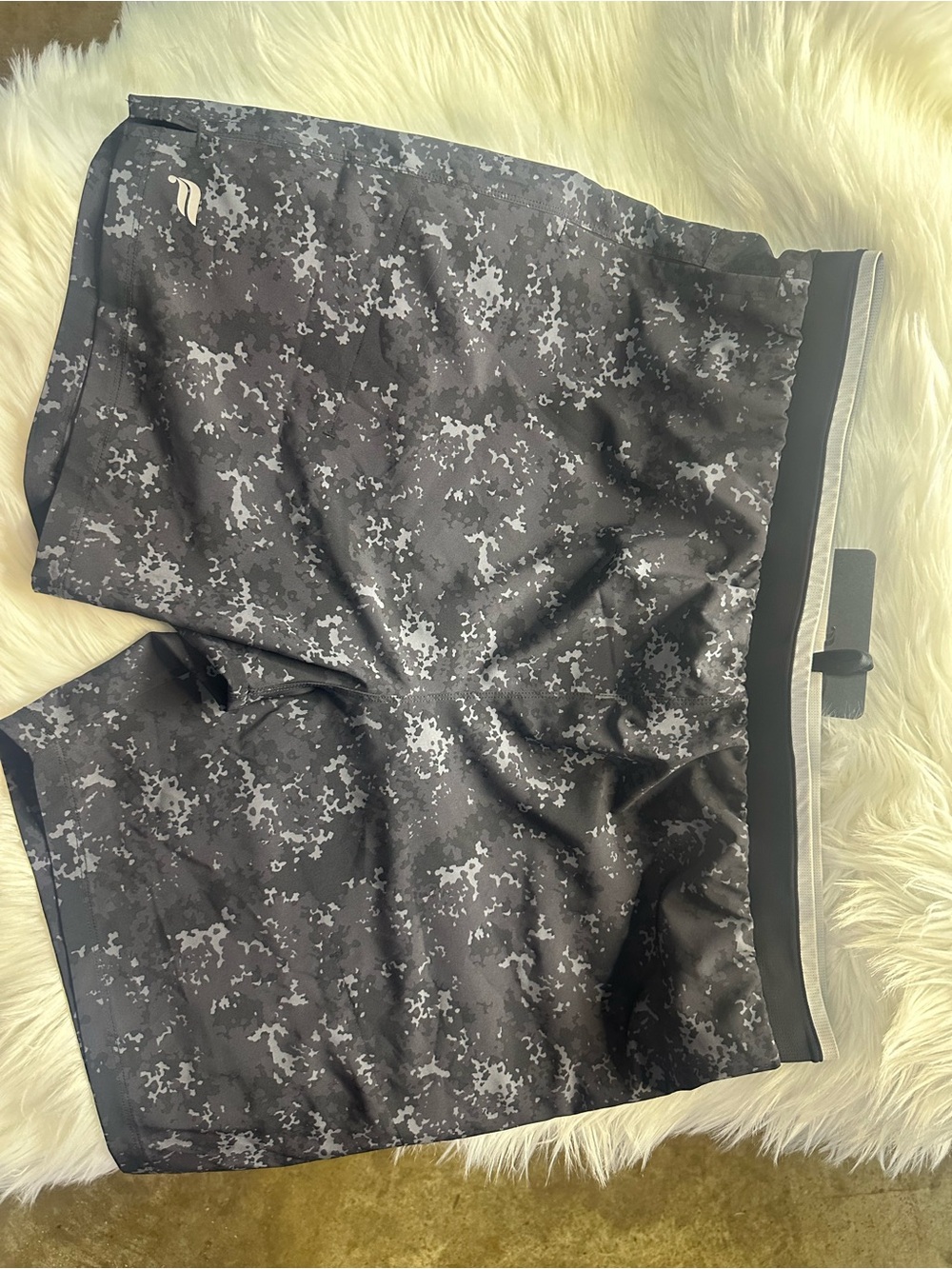 Fabletics Men's Black & Gray Digital Camo Athletic Shorts